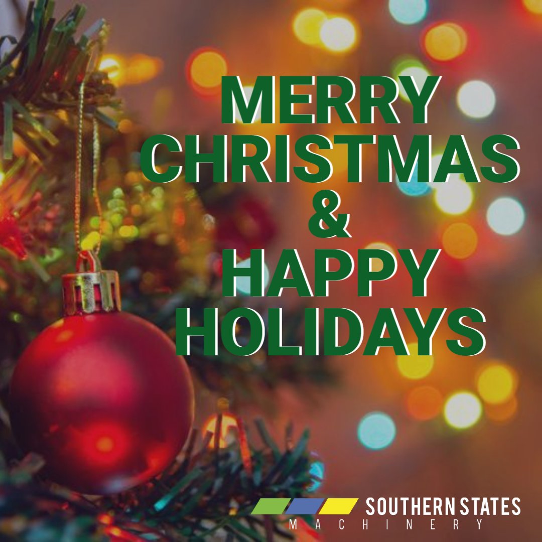 SouthernStatesM's tweet photo. Southern States Machinery wishes you a very Merry Christmas &amp; Happy Holidays! 

In observance of the Christmas holiday, Southern States Machinery's office will be closed on Monday, December 26th, 2022. We will reopen on December 27th, 2022, at 8:00 AM. https://t.co/Lc44fUBMUw