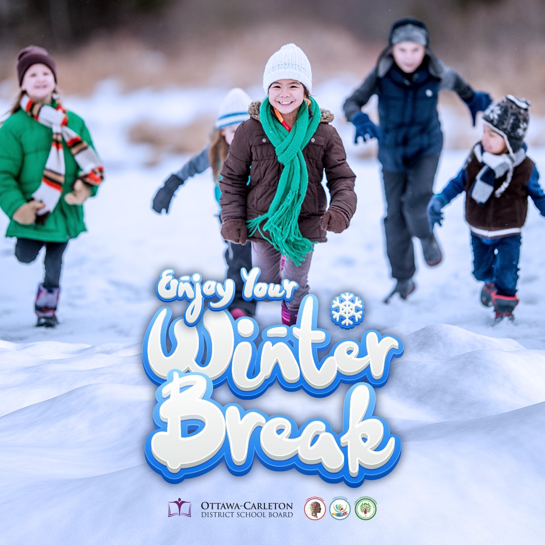 Wishing all our #OCDSB staff, students and families a safe and happy winter break! A reminder that the first day back at school will be Monday, January 9, 2023.