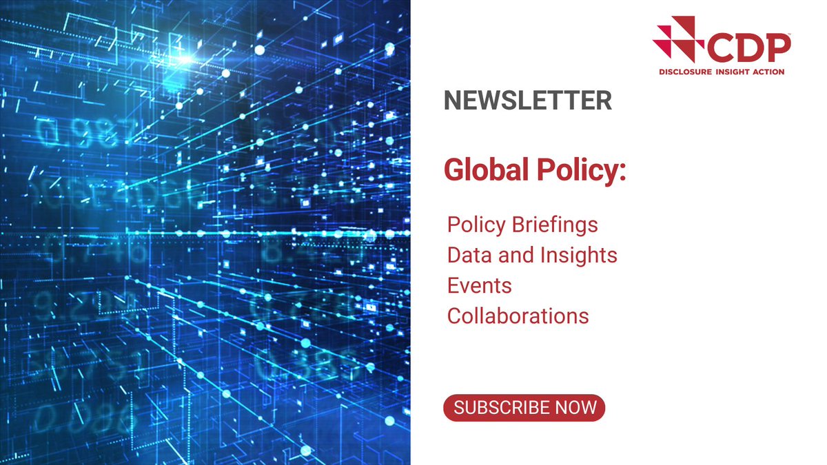 CDP’s global policy team engages with policymakers and regulators in key areas that can drive forward environmental agendas. Our policy program areas include: nature policy, sustainable finance and regulatory engagement. Subscribe to the newsletter now: ow.ly/xnTz50M31WK