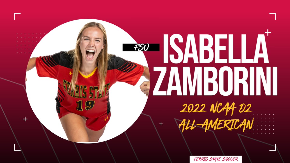 CONGRATS! Ferris State Soccer's Isabella Zamborini tabbed to three different All-America teams after leading FSU to national semifinals! Earned both All-America &amp; Academic All-America honors! Well-deserved! bit.ly/3WnboHb <a href="/FSUWSO/">Ferris State Soccer</a>