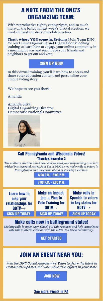 BrittanyArp's tweet photo. first up is this monster of a build: our National Volunteer Newsletter

we used Mobilize's API to pull the closest events so *every* recipient saw a unique set of events tailored to their geographic location. this made it even easier for folks to volunteer in their communities: https://t.co/CGExkFzmi2