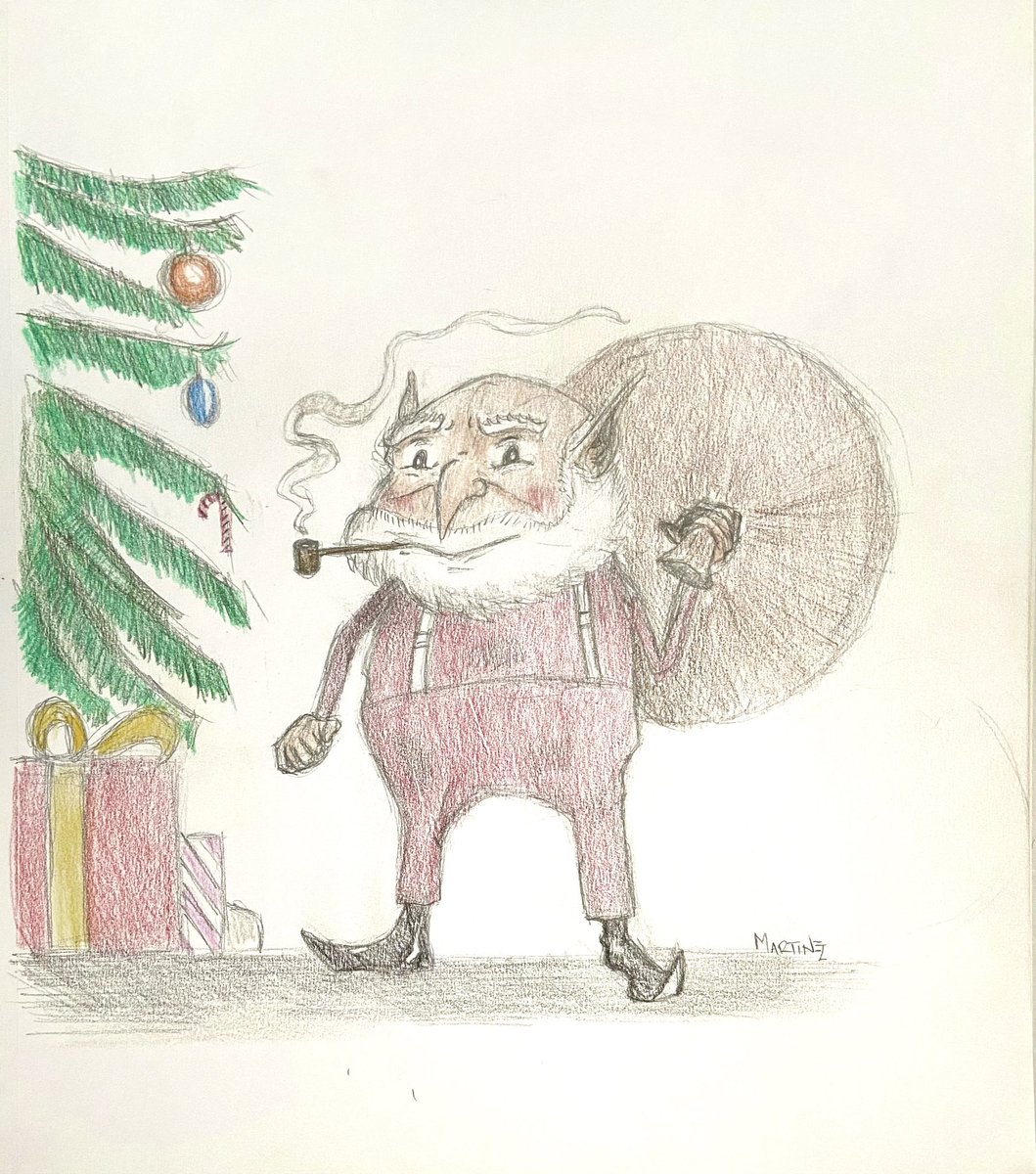 Here’s my take on Santa from ‘Twas the Night Before Christmas. Interesting how the description of him is not as a man, but an elf! #artbynuwaver74 #merrychristmas #twasthenightbeforechristmas #artoftheday #ArtistOnTwitter