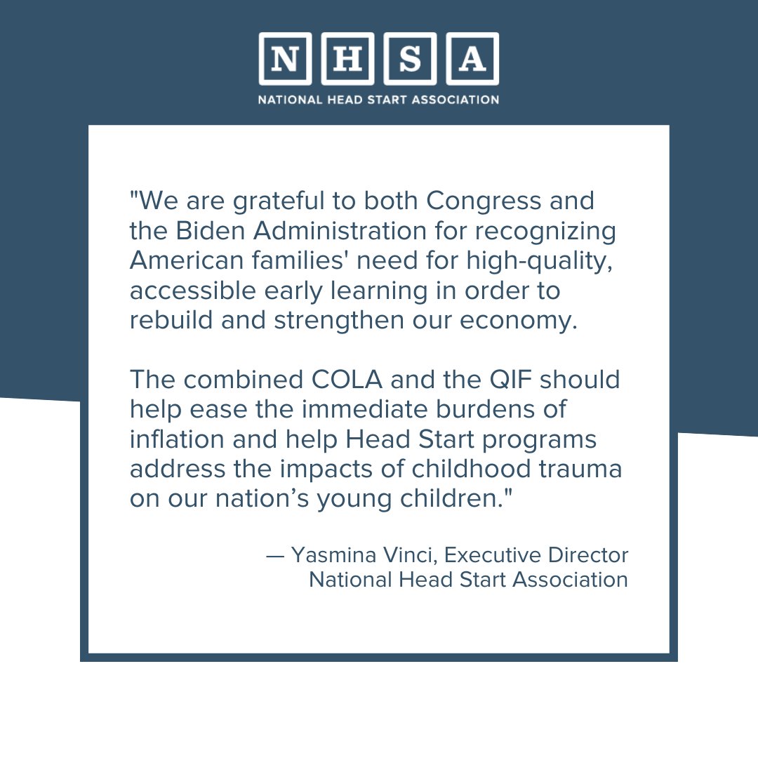 🎉 #HeadStart is ending 2022 with a big reason to celebrate. The FY23 budget includes a record investment of $11.99b for Head Start &amp; Early Head Start—that's a $960m increase over last year. 👏🏿👏🏽👏🏿👏🏾

Explore the details  nhsa.org/press_release/…