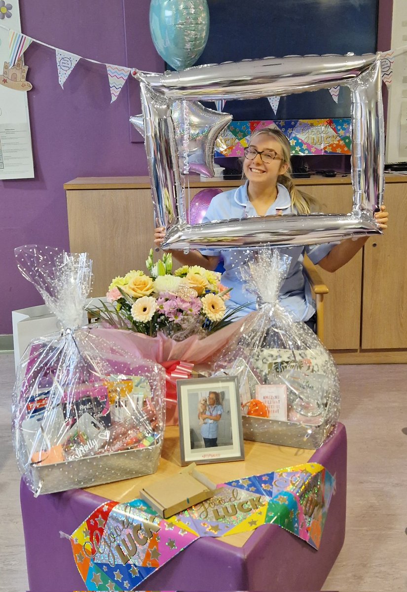 WHHPaediatrics's tweet photo. 🌟 Goodbye &amp; good luck to @mollycaleyrncx who is leaving Ward B11 to start a new adventure in the community 💗 
You have been a joy to work with, we will miss you! 🌟#staffnurse #goodbye #newchallenge #NHS #WHH #sorryyouareleaving #paediatrics #childrensward #paediatricnurse #b11 https://t.co/o76vd6X9kU
