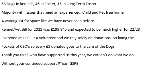gsrescueelite's tweet photo. 🦴Buy a Dog a Bone 🦴
It's #ChristmasEve and the last day of our fundraiser, Thank you to all who have donated £5 for a Bone this #Christmas we appreciate you all as we know times are hard❤️
#dogs #Saturday #SaturdayMorning
https://t.co/CrejB54L9J https://t.co/zOCU1HPAVg