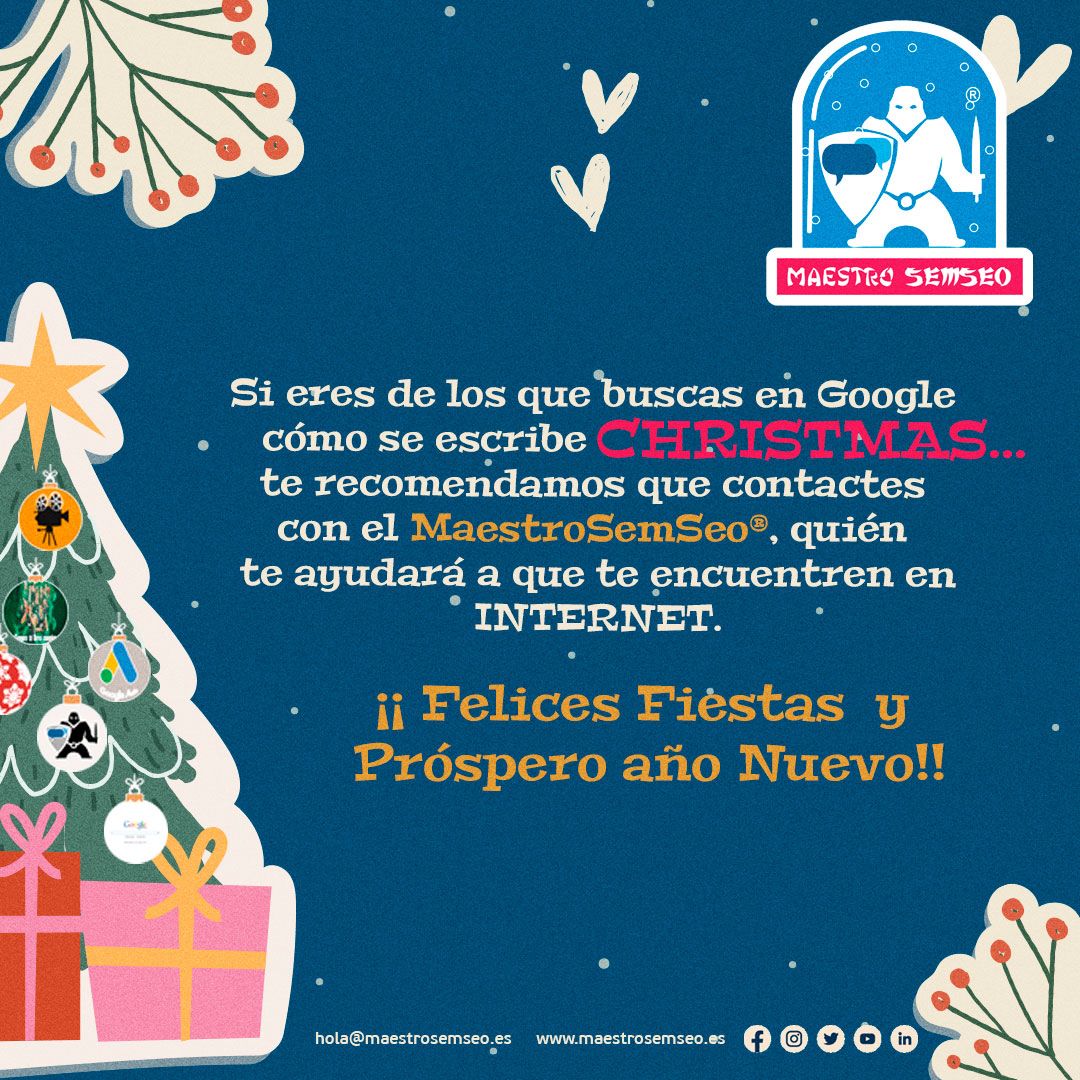 Te deseamos que tengas #FELICES #FIESTAS y un GRAN €2023. ¡Esperamos que disfrutes mucho de estos días!

Estamos agradecidos por tu confianza en 2022 y seguiremos acompañándote el próximo año.

El equipo de MaestroSemSeo®

maestrosemseo.es
#seo #sem #marketingdigital #Ads