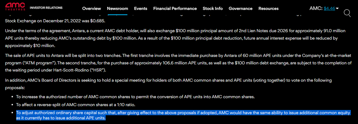 MexicApe's tweet photo. Hey @CEOAdam, is there a way to put a cap/limit on how many shares can be issued by $AMC on this point for the next meeting's proposal? We are having some conflict in opinions in the community and I would love your answer on this point, please! https://t.co/BY5bPE7fCJ