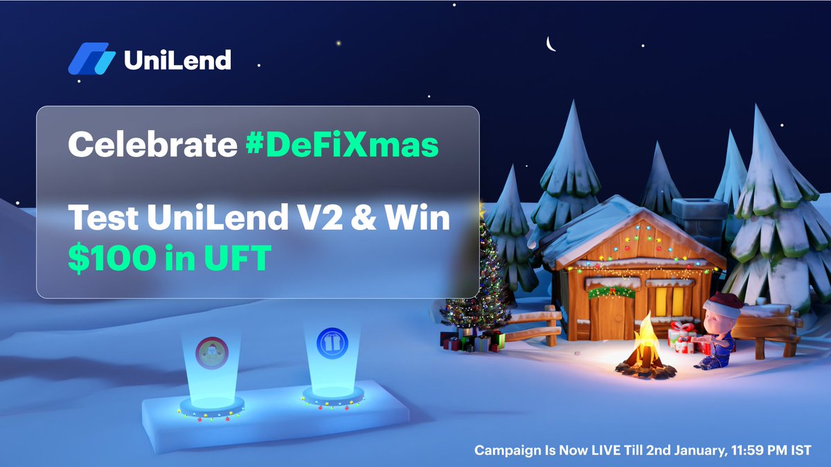MaxiFamilyHQ's tweet photo. 1/Christmas is in the Air🎄

Celebrate #DeFiXmas &amp; Win $100 in #UFT🎅

🎁Lend &amp; Borrow #GIFT #SANTA on #UniLendV2 testnet!
🎁Follow @UniLend_Finance @ChainDropFaucet
🎁Participate:https://t.co/DbLSG1X5Ci

🔗Testnet: https://t.co/l7v9Hg6p3r

🚰Claim tokens: https://t.co/p3Pi2HK1kV https://t.co/q4RC04y36Z