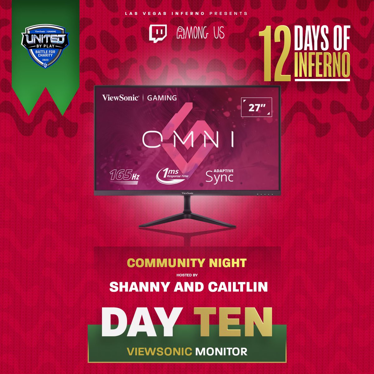 InfernoCulture's tweet image. 12 Days of Inferno, On the 10th Day Dante brought you a monitor &amp;amp; community night! 

🚀Starting at 3:00pm PST featuring Hide N Seek @AmongUsGame 

We are giving away 1 @VSGamingUSA monitor to 1 lucky person🤩

Rules:
➡️Follow Us
➡️Follow @VSGamingUSA 
➡️RT THIS
➡️Tag A Friend!