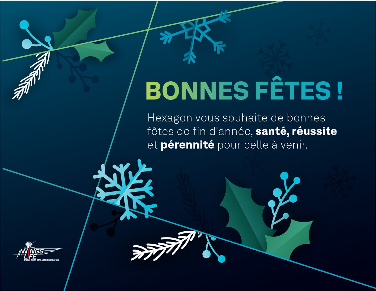 Hexagon et l'ensemble de ses équipes vous souhaitent de bonnes fêtes de fin d'année et une nouvelle année 2023 fructueuse et productive !
 #hexagon #noel #wingsforlife