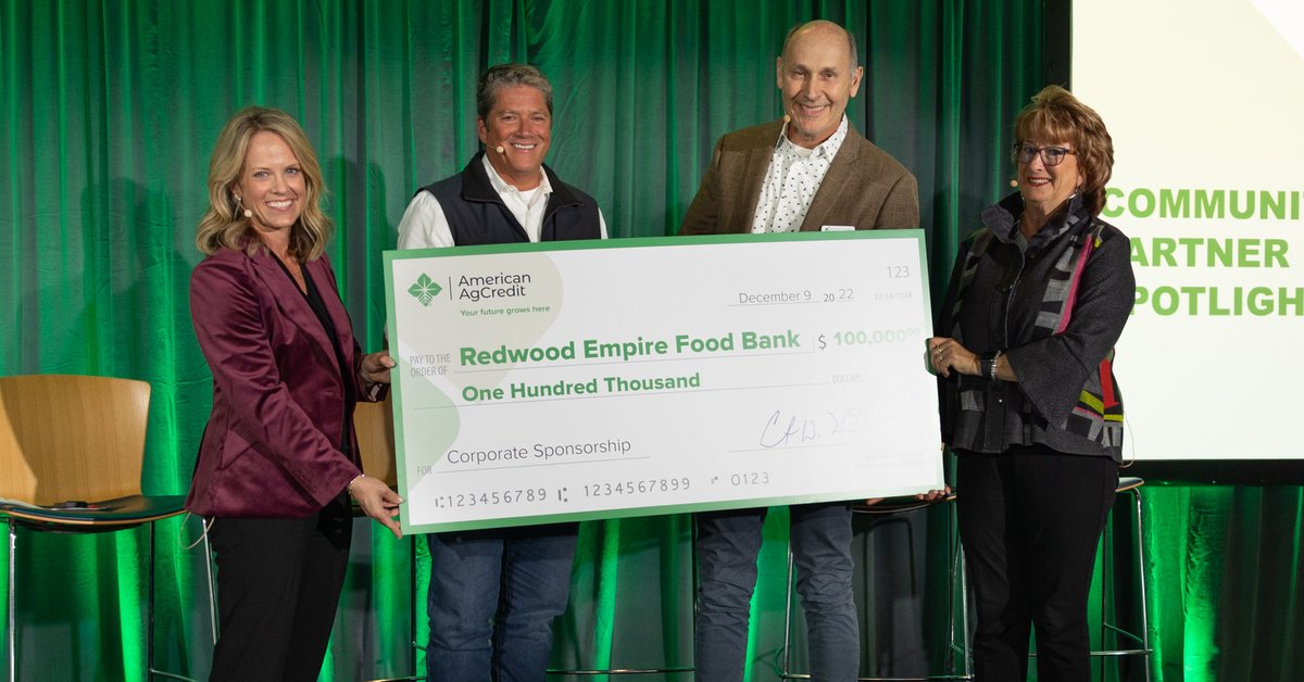 AmericanAg's tweet photo. At our recent employee meeting, our team had the opportunity to present our partner and neighbor @refb with a check to support their work in Sonoma County. Thank you for all you're doing to ensure or local community has food on the table this holiday season. https://t.co/V60MEQsKfb