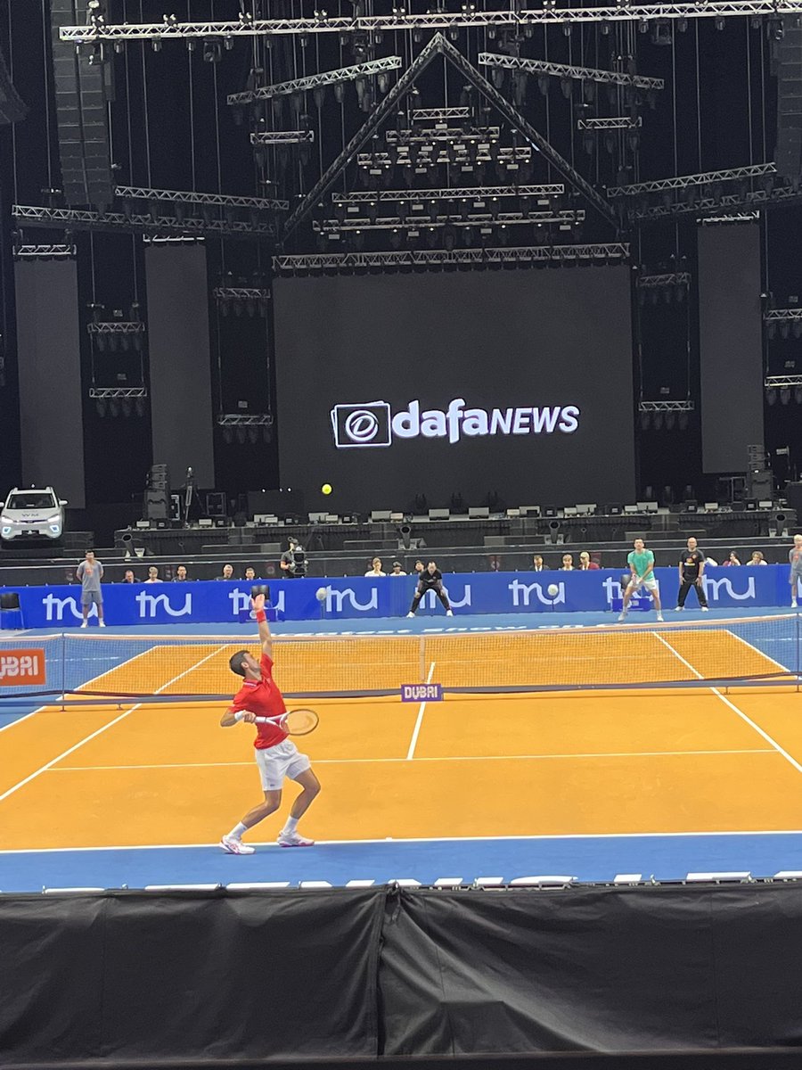 SKS2610's tweet photo. Dream come true…watching Djokovic &amp; Sania Mirza Live……Dubai Tennis League @ Dubai https://t.co/mdW1ywDCOf