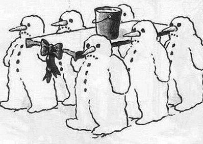 LucianoG_NYC's tweet photo. The snowman's funeral procession, The Far Side, Gary Larson. https://t.co/KCFNadhD5g