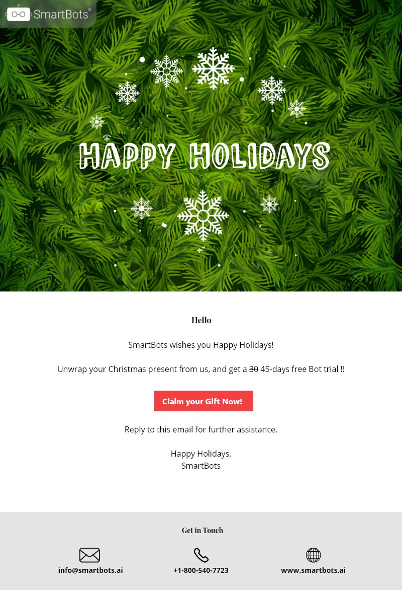 Get_SmartBots's tweet image. SmartBots wish you happy holidays