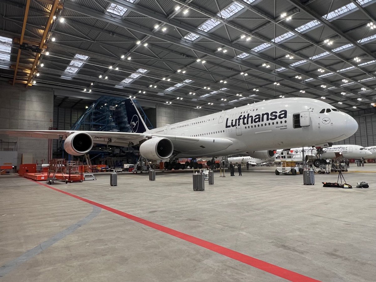 SpaethFlies's tweet photo. Gear swing done successfully this week by first reactivated @lufthansa #A380 D-AIMK in FRA! Soon off for more heavy maintenance to @LHTechnik #Manila credit Jens Ritter/LH #avgeek https://t.co/Y5Gyt35hy5