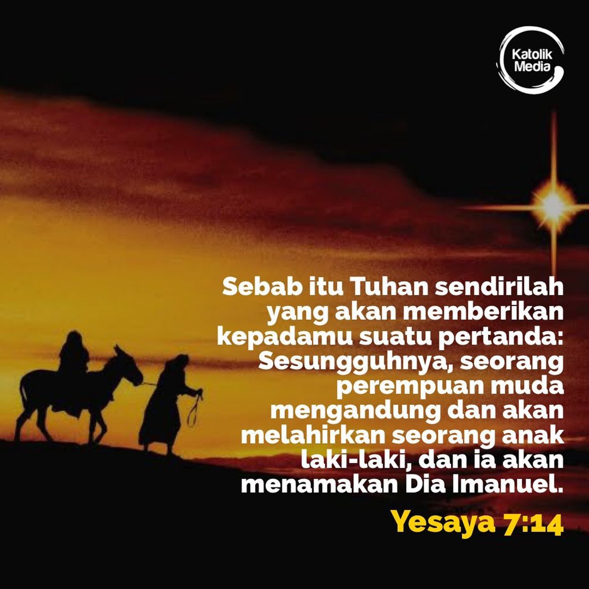 instakatolik's tweet photo. Sebab itu Tuhan sendirilah yang akan memberikan kepadamu suatu pertanda: Sesungguhnya, seorang perempuan muda mengandung dan akan melahirkan seorang anak laki-laki, dan ia akan menamakan Dia Imanuel. -Yesaya 7:14 https://t.co/mIDqNOBZ1a