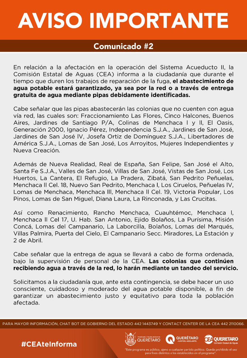 cea_qro's tweet photo. Aviso importante
Comunicado no. 2
#CEAteInforma https://t.co/gVbIfCOLrU