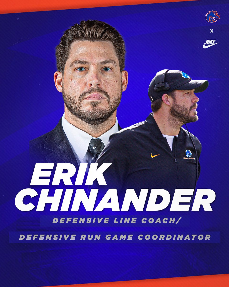 Boise State Football (@broncosportsfb) on Twitter photo Welcome to Boise, <a href="/CoachChinander/">Erik Chinander</a>!
"Erik coaches an aggressive style of defense that fits well as we continue to grow our program. He brings a ton of experience...and I can't wait for him to get to know our players." -@AABroncoHC
đź“°: bit.ly/Chinander22 | #BleedBlue Welcome to Boise, <a href="/CoachChinander/">Erik Chinander</a>!
"Erik coaches an aggressive style of defense that fits well as we continue to grow our program. He brings a ton of experience...and I can't wait for him to get to know our players." -@AABroncoHC
đź“°: bit.ly/Chinander22 | #BleedBlue