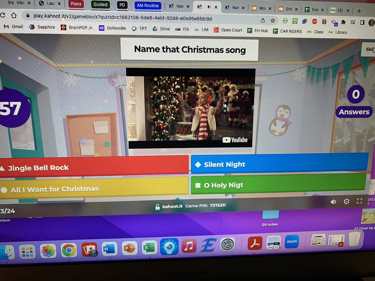 MissETechie's tweet photo. On this blustery, icy #virtualday, Lucy and I met these cuties on Zoom for a fun #Grinch scavenger hunt and a #Christmas Tune @Kahoot ! 🎄🎅🏼❤️ Great way to begin our holiday break! #MerryChristmas https://t.co/Pt2o3dO5nU