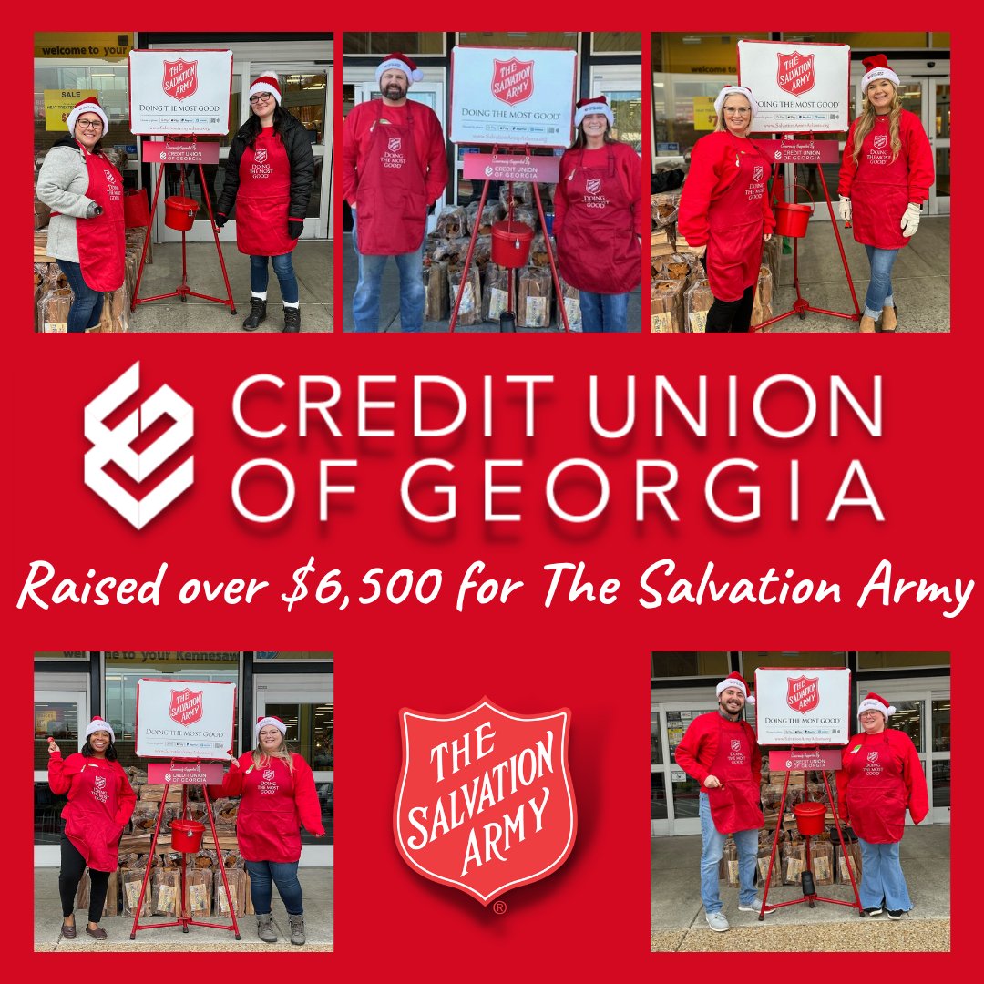 GeorgiaCredit's tweet photo. Our efforts and Doing the Most Good spirit paid off as we raised over $6,500 for the Salvation Army 🎄 Read more at the link below! #DoYouCU #Community #SalvationArmy
https://t.co/a9PufwpAID https://t.co/lx6nU3wtfz