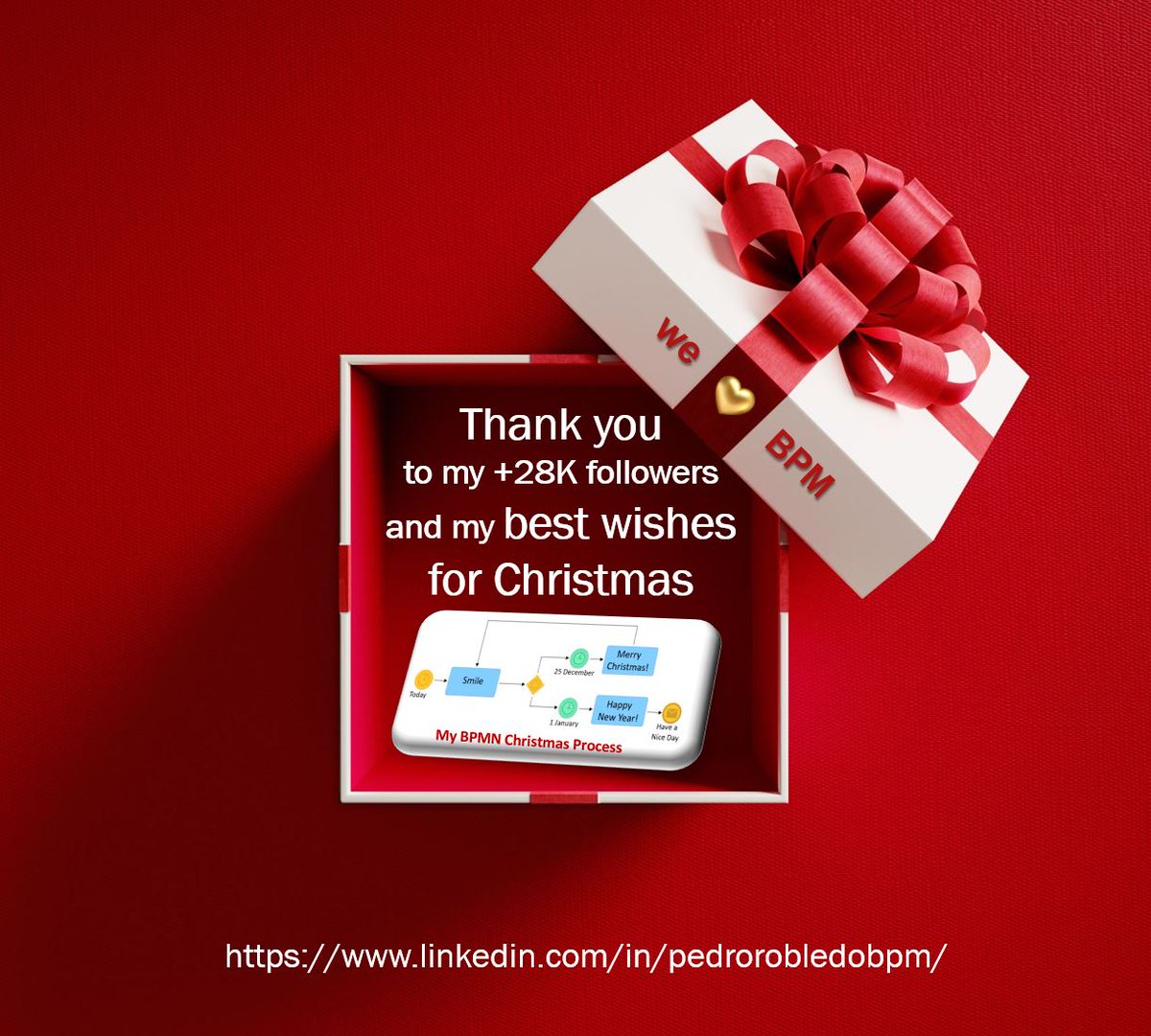 Thank you Linkedin followers and my best wishes for Christmas! 
I am working to provide to you a lot of #BPM knowledge and experiences in 2023. Have a great Holidays! #businessprocessmanagement