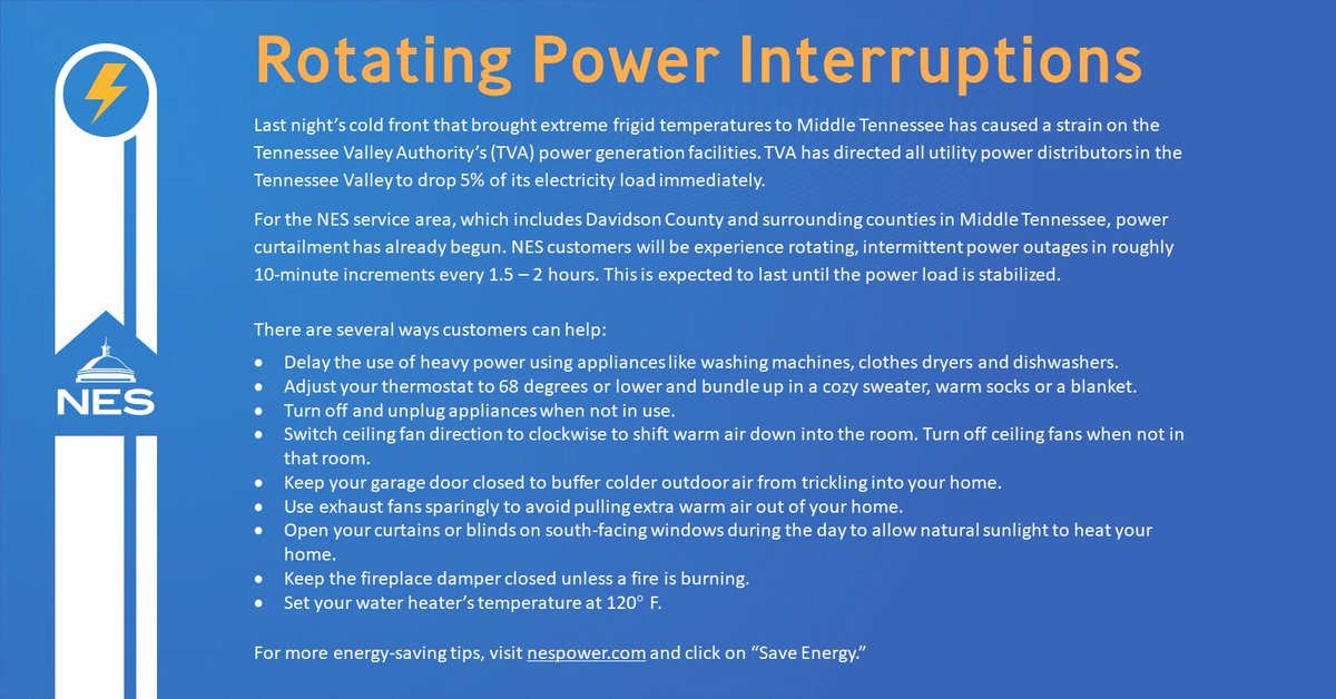 Lived in Nashville most of my 40 years and I cannot remember rolling blackouts.