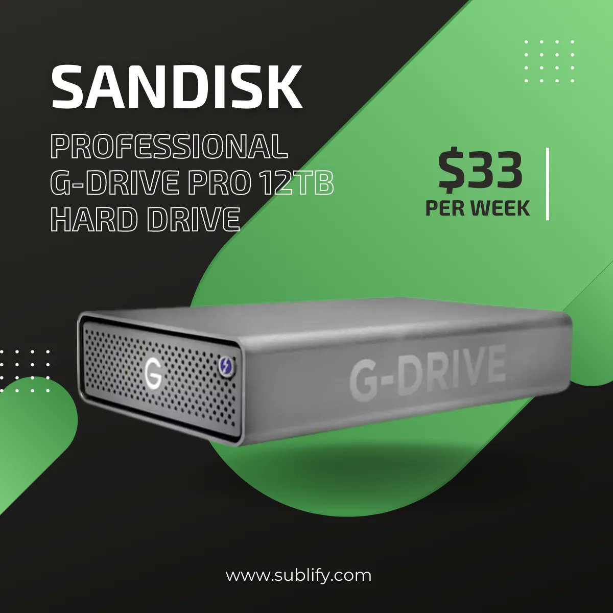 SublifyCom's tweet image. Start your lease now : buff.ly/3PL35CL 
The 12TB capacity lets you organize important documents and files, while the USB 3.2 and Thunderbolt 3 interfaces support seamless connectivity. 
#sublify #harddrive #computer #hdd #technology #ssd #laptop #data #professional #4k