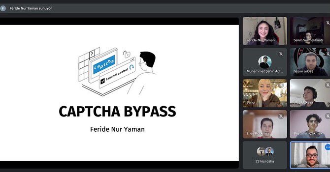siberyavuzlar's tweet image. Takım içi sunumlarımızda bu haftanın konusu “Captcha Bypass Teknikleri” idi. Detaylı anlatımı ve örnek uygulamaları ile bize değerli bir sunum yapan Feride Nur Yaman’a teşekkür ederiz.

@siber_vatan #captchabypass