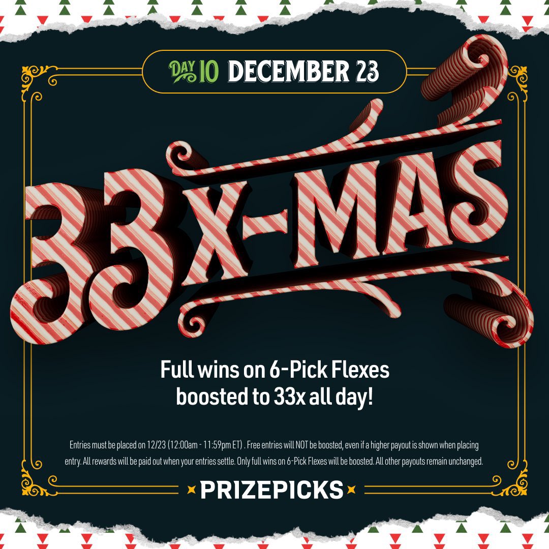 NewTeezyDFS's tweet image. PRIZEPICKS 33X FREE ENTRY GIVEAWAY. 

Tis’ the season to give back. 

RT/Like/Follow for a chance to win a free 33x 6 flex entry for tonight’s slate! 

#prizepicks #sportsbetting #GamblingTwitter