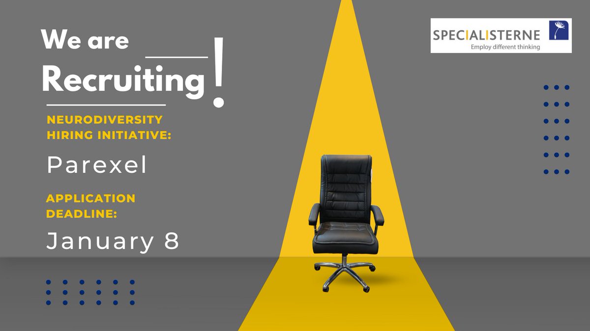 SpecialistUSA's tweet image. A quick reminder that we are partnered with Parexel to recruit Statistical Programmers (Remote) as part of their Neurodiversity Hiring Initiative!
To learn more and apply, please visit: specialisterne.applytojob.com/apply
#StatisticalProgrammingJobs #ApplyNow #Parexel #NeurodiversityHiring