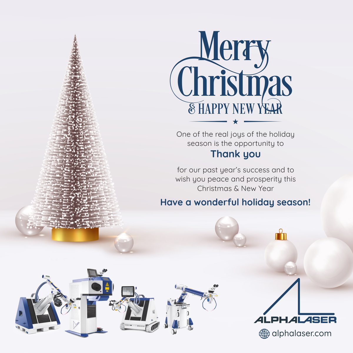 AlphaLaserUS's tweet photo. Merry Christmas from all of us at Alpha Laser! Wishing everyone a safe and joyful holiday weekend. 

ALUS office’s will be closed the following dates in observance of the upcoming holidays: 
• Mon, Dec. 26th
• Mon, Jan. 2nd https://t.co/v8k9nB2gGP