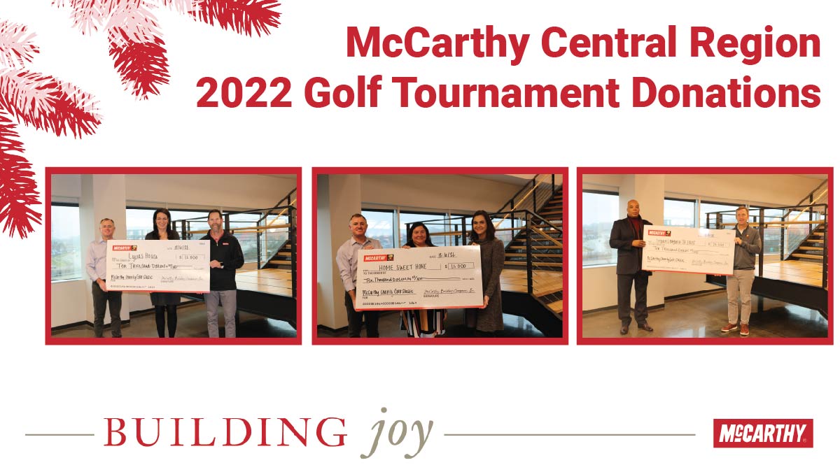 McCarthyBuild's tweet photo. Our Central Region office is honored to donate to these three fantastic local charities! 

We proudly raised and donated $10,000 to @LydiasHouse, @HomeSweetHomeSL, @ulstl from our 2022 McCarthy Holdings Charity Golf Classic!

#BuildingJoy #HeartHats #McCarthyHoliday https://t.co/jx9JlLrIM1