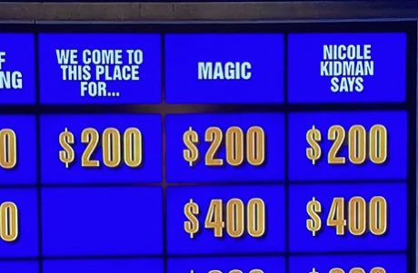 This was my fault and I want to thank the very indulgent and talented <a href="/Jeopardy/">Jeopardy!</a>! writers who made my holiday wish come true.