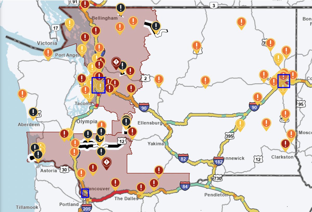 Washington state real-time travel data, Friday, Dec. 23, 2022
<a href="/wsdot/">Washington State DOT</a> is reporting 91 alerts, 22 of which is weather related and 28 "incidents"