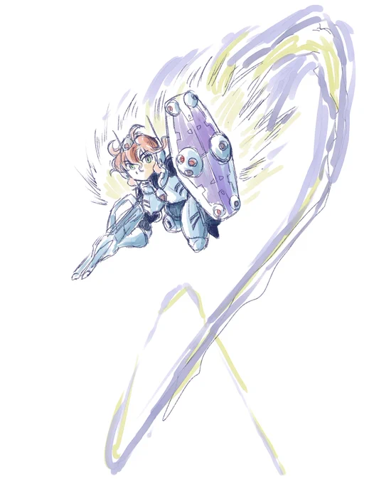 今日の落書き。こういうメカ少女って昔から連綿と続くモチーフなんだけど、装備品はわりと少ない方が好きかな。ちょっとこれは露出度が低いか。 