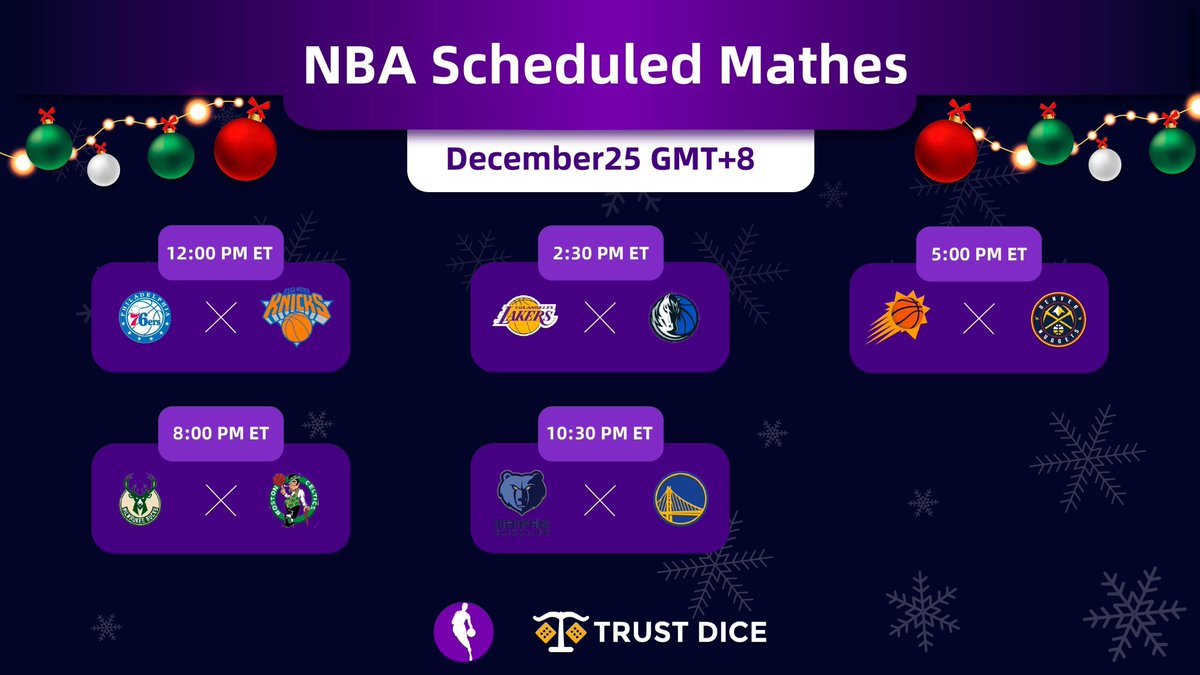 TrustDice's tweet photo. It's a Merry Basketball Day for all of us! 
Have you made your bet?🎊
👉 https://t.co/aUMukiba8e
#NBA #ChristmasGames #Basketball #Hoopday https://t.co/AALdqQpoZ9