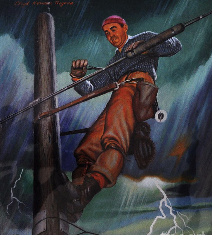 #WinterStormElliott - Be patient w/ power restoration & say thanks to utility workers this holiday weekend. High wind + low temps= a flood of tickets. Hold off on jobs that can wait. Get emergency tickets online 24/7: digsafe.com/exactix.php 🎨 Lineman in the Storm, Andrea Kollo