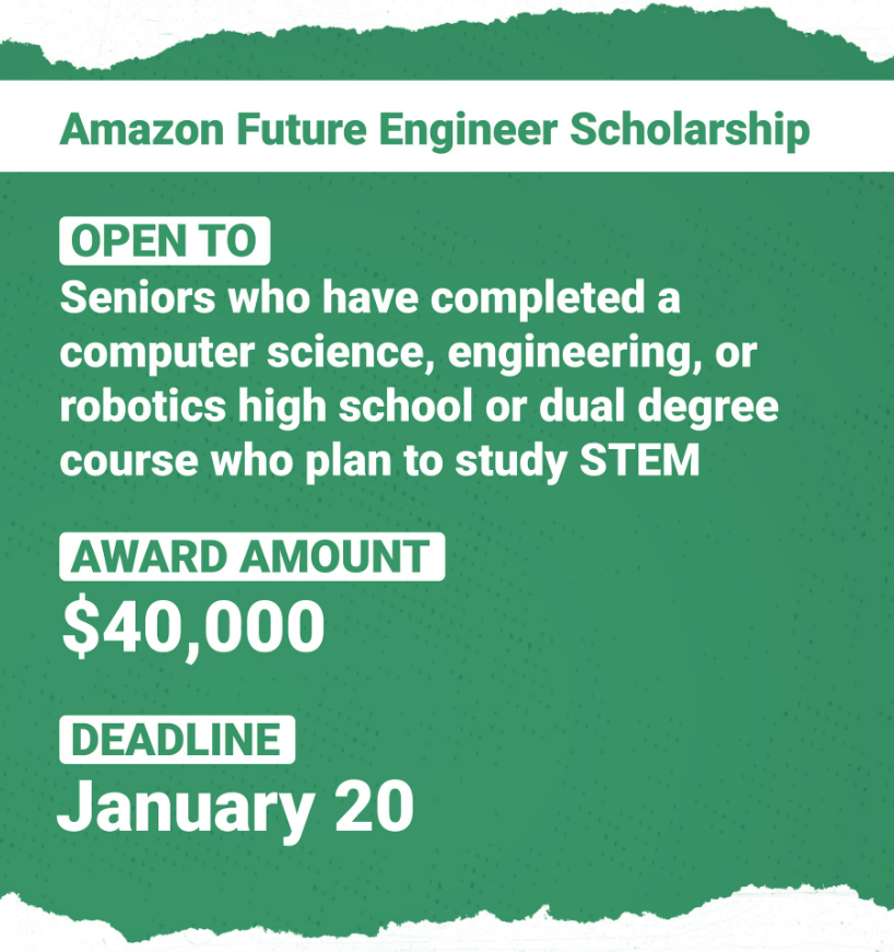 UTEPFinanAid's tweet photo. #scholarships are open now! 

💵 Amazon Future Engineer Scholarship: https://t.co/pNVimjhC6L
💵 https://t.co/u7Iw5s8net Opportunity Scholarship: https://t.co/8gY8gQc2U4
use BigFuture to match with more scholarships: https://t.co/FsadiBj8nE.

@UTEPFinanAid @utepengineering https://t.co/oi10YkNCl1
