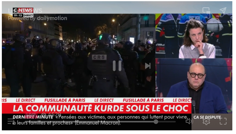 William, 69 ans a tué 3 personnes en plein Paris parce qu'étrangères mais sur la chaine d'extrême-droite #CNews, Julien Dray (<a href="/juliendray/">Julien Dray</a>) parle... de la Turquie et d'Erdogan !

Et <a href="/EugenieBastie/">Eugénie Bastié</a> se demande si ce vieux monsieur n'a pas été "téléguidé" vers la communauté kurde...
