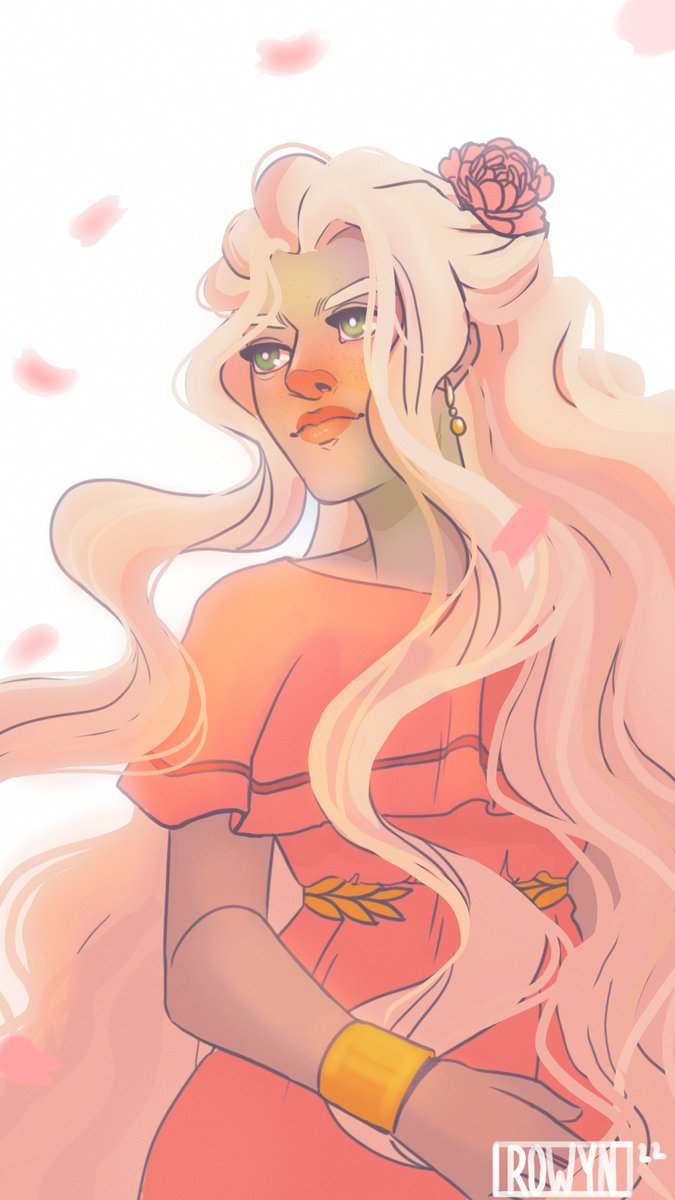 Rowyn25's tweet photo. Just drawing my cinnamon roll looking all pretty. #persephone #springgoddess #digitalart https://t.co/xV9GZ7l8ix