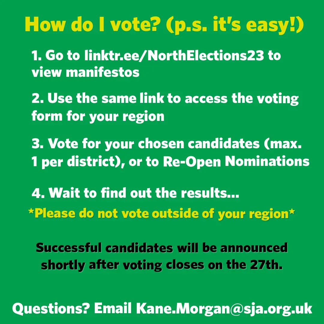 Have you voted yet? 

Cadets in the NE and NW regions have until the 27th to vote. It doesn't take long, and winners stay in place for a year!

Go to Linktr.ee/NorthElections… to vote

More information found using the link above!

#Elections #Cadets #RYF #YouthForum #Voting #SJA