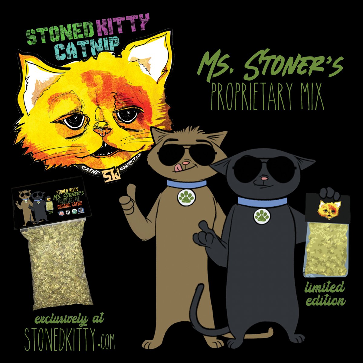 You guys, Ms. Stoner now has her own catnip blend, courtesy of <a href="/stonedkitty/">Stoned Kitty Catnip</a>. buy some at stonedkitty.com and join us for the Season 1 finale today in a few hours!!