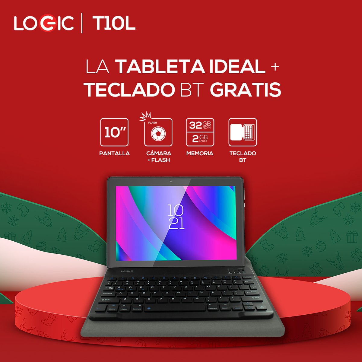 LogicMobility's tweet photo. En esta Navidad regala la tableta Logic T10L que viene con teclado bt gratis!

Regala amor, regala Logic.

#Logicmobility #MakesSense #Logic_T10L  #memoria #optimo #camara #estuche #tecladoBT https://t.co/xqoDTD2GmQ