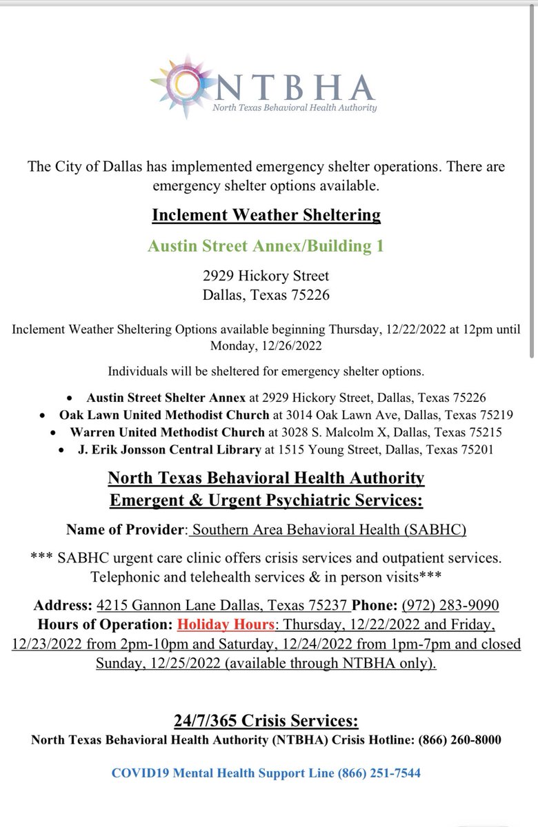 jsmartinez417's tweet photo. Happy Holidays!!! IWS operations in the City of Dallas &amp; surrounding counties have opened!! These temperatures are dangerously low! We thank all our volunteers, staff and partners who are working on sheltering our neighbors. @NTBHA6 @AustinStreetCtr @CityOfDallas @ourcalling https://t.co/VRBMDOxKgD