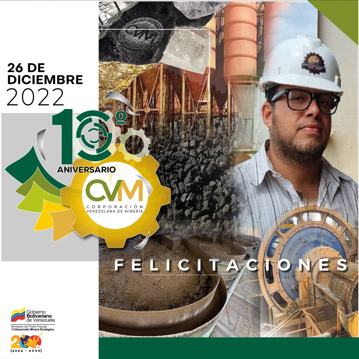 #10AniversarioCVM || 10 años de éxitos, posibles gracias a las y los trabajadores que han asumido el compromiso de hacer de la actividad minera un ejercicio soberano, racional y ecológico, garantizando el aprovechamiento sustentable de nuestros recursos.

#26Dic
