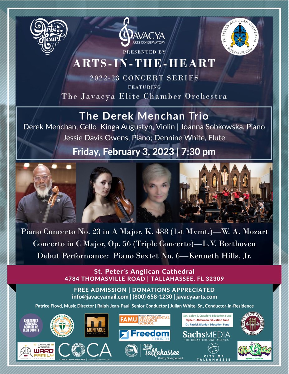 javacya5's tweet photo. Arts-In-The-Heart continues with the Javacya Elite Chamber Orchestra featuring the Derek Menchan Trio on February 3, 2023. https://t.co/ikBvRUfDEt