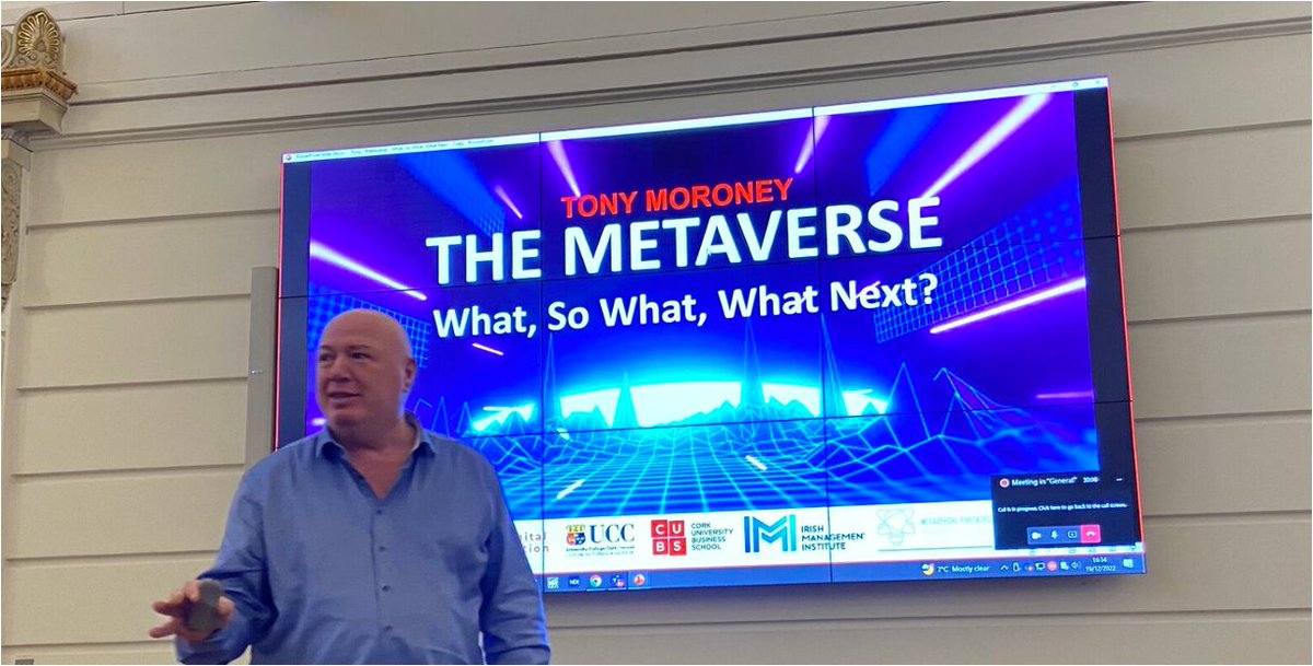 Tony Moroney (@betamoroney) on Twitter photo Delighted to present at the <a href="/DTLabUCC/">Digital Transformation Lab</a> & @IMI_Ireland #Metaverse event in <a href="/UCC/">UCC Ireland</a> Centre for Executive Education, <a href="/CUBSucc/">Cork University Business School (CUBS)</a>. Super lively event <a href="/paidioreilly/">Paidi O'Reilly</a>
<a href="/Shi4Tech/">💙 #TechForGood 💙</a> <a href="/IanLJones98/">Ian Jones</a> <a href="/DeepLearn007/">AI</a> <a href="/bimedotcom/">BusinessIntelligence</a> <a href="/Khulood_Almani/">Dr. Khulood Almani | د.خلود المانع</a> <a href="/EstelaMandela/">Estrella</a> <a href="/lyakovet/">Irene at SaugaTalks🎧🎙</a> <a href="/FrRonconi/">Franco Ronconi 🇮🇹</a> <a href="/sallyeaves/">Sen. Sally Eaves</a> <a href="/sonu_monika/">Dr. Monika Sonu I Founder Healthinnovationtoolbox</a> Delighted to present at the <a href="/DTLabUCC/">Digital Transformation Lab</a> & @IMI_Ireland #Metaverse event in <a href="/UCC/">UCC Ireland</a> Centre for Executive Education, <a href="/CUBSucc/">Cork University Business School (CUBS)</a>. Super lively event <a href="/paidioreilly/">Paidi O'Reilly</a>
<a href="/Shi4Tech/">💙 #TechForGood 💙</a> <a href="/IanLJones98/">Ian Jones</a> <a href="/DeepLearn007/">AI</a> <a href="/bimedotcom/">BusinessIntelligence</a> <a href="/Khulood_Almani/">Dr. Khulood Almani | د.خلود المانع</a> <a href="/EstelaMandela/">Estrella</a> <a href="/lyakovet/">Irene at SaugaTalks🎧🎙</a> <a href="/FrRonconi/">Franco Ronconi 🇮🇹</a> <a href="/sallyeaves/">Sen. Sally Eaves</a> <a href="/sonu_monika/">Dr. Monika Sonu I Founder Healthinnovationtoolbox</a>