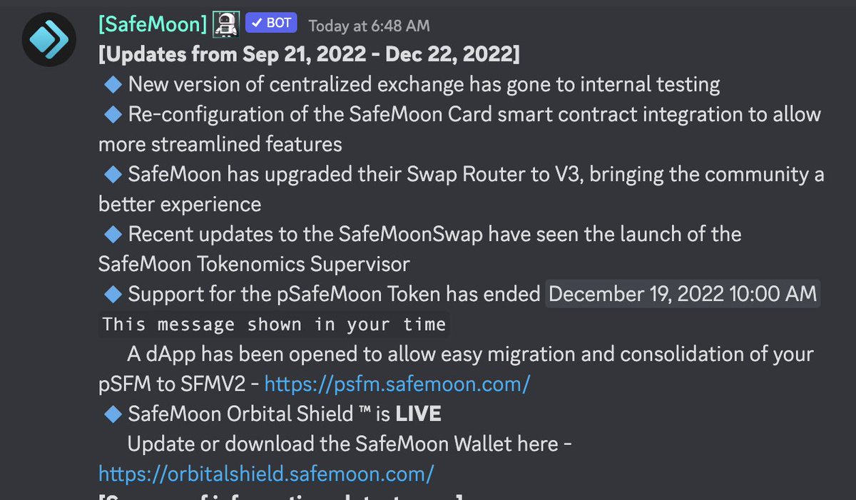 Defi_Spidey's tweet photo. Here is the latest #SafeMoonDiscord updates for everyone. 

#SafeMoon #SafeMoonOrbitalShield #EveryoneProof https://t.co/SsPXLkkLol