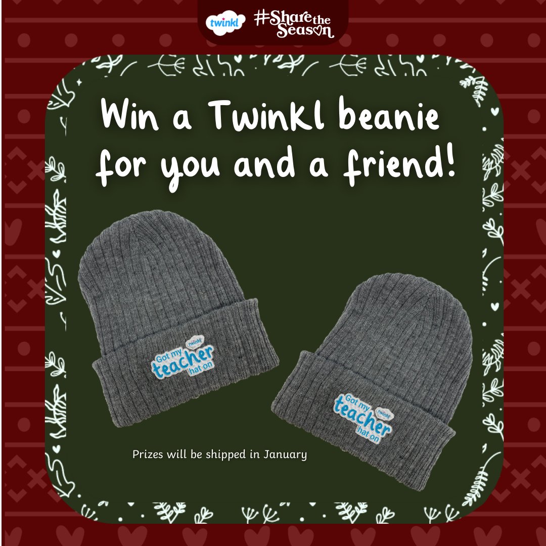 twinklresources's tweet photo. ✨ WE'RE GIVING AWAY TWINKL BEANIES ✨

Happy Friday! To win a beanie for you AND a friend... 

🎁 Reply with SHARE THE BEANIES
🎁 Follow @twinklresources
🎁 Like and retweet 

Closes 31/12 #12DaysOfTwinklmas #ShareTheSeason #competition https://t.co/EIX9BsdUoA