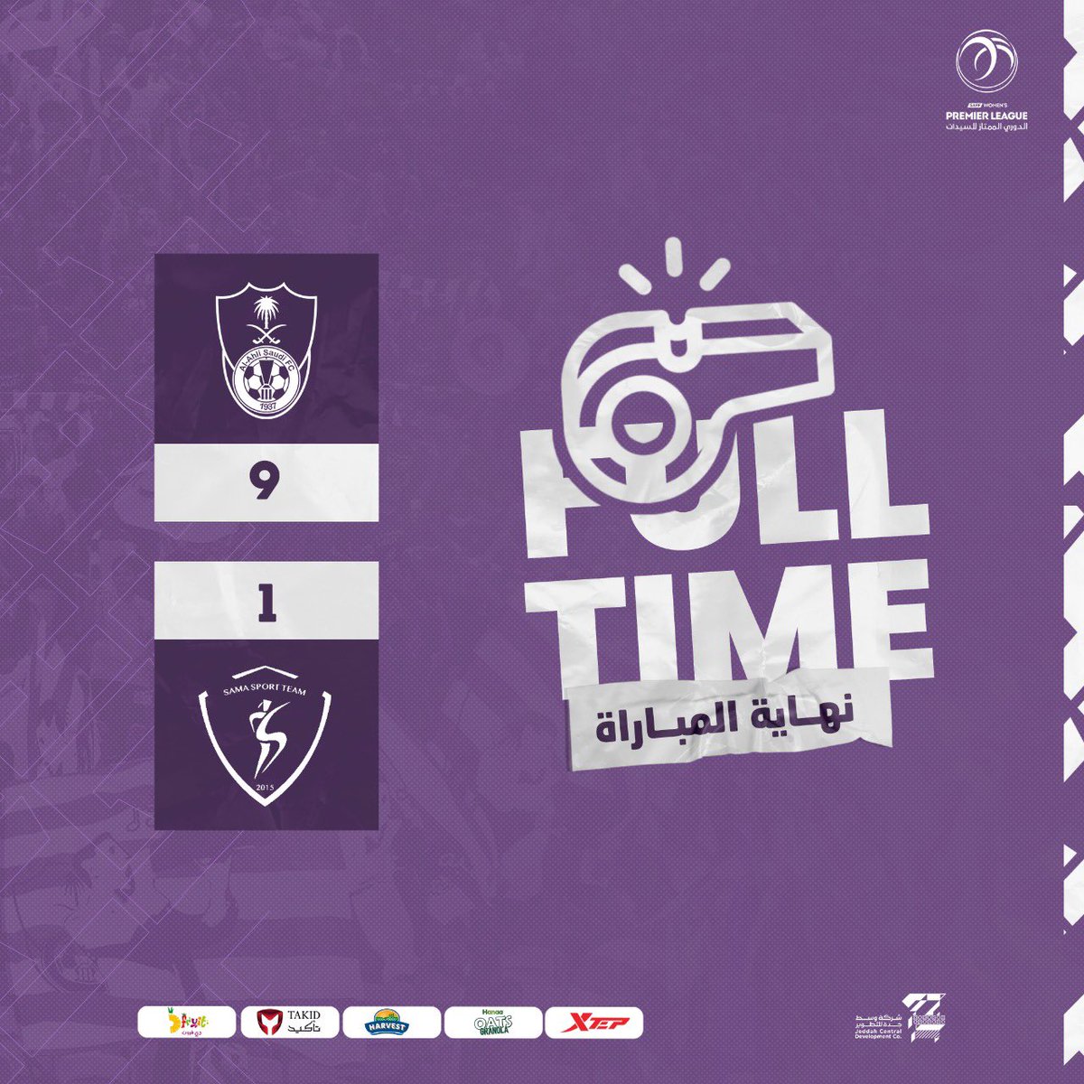 ALAHLI_FC's tweet photo. نهاية المباراة 

#الأهلي 9️⃣

سما 1️⃣

سجل الأهداف:
آية ⚽️
ابتسام ⚽️⚽️⚽️⚽️⚽️⚽️
تقية ⚽️⚽️

#الأهلي_سما https://t.co/s3uxTH7in3